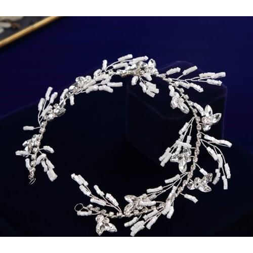 Korean Brides Soft Hairbands Wedding Hair Accessories Bridal Handmade Crystal Hair Jewelry