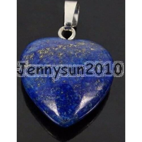 Natural Lapis Lazuli Gems Stone Heart Reiki Chakra Healing Pendant Necklaces Beads Healing Jewelry Design 10Pcs/Pack