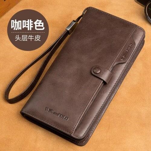 First layer leather wallet mens long retro multi-functional leather zipper mobile phone bag leisure large capacity car card bag