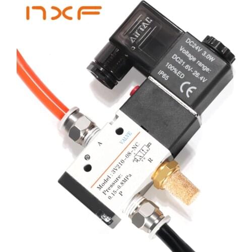 Pneumatic Fittings 3 Way 2 Position Air Directional Control Solenoid Valve 3V210-08 DC12V DC24V AC110V AC220V Muffler