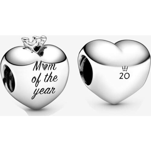 Real 925 Sterling Silver 2020 Limited Edition Heart Charm Fit Pandora Bracelet Bangle Mum Of The Year Heart Charm DIY Jewelry