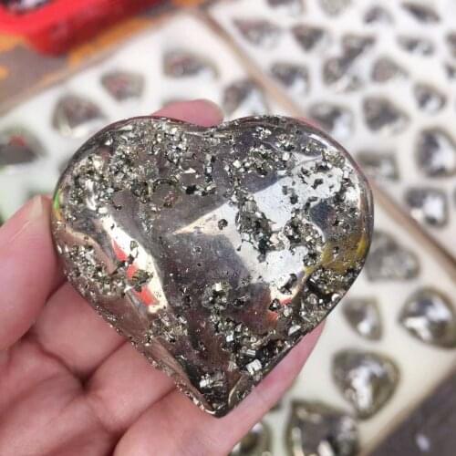 1pcs Natural Pyrite Heart Shape Mineral Raw Stones Energy Crystals Specimen Decoration 150-170g
