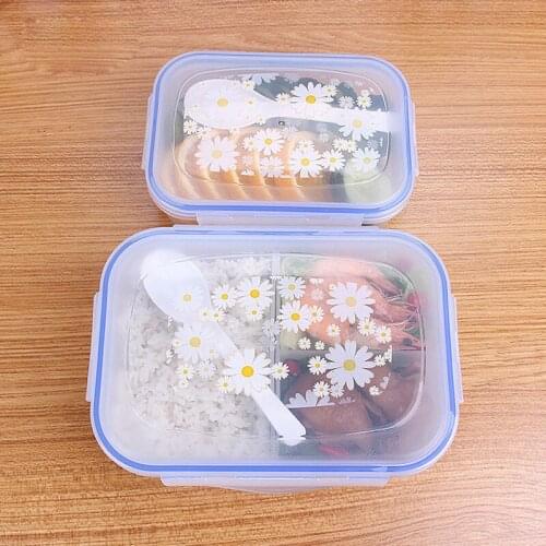 Novel transparent lattice microwave oven heating circulation use food box environmental protection container storage box HOT