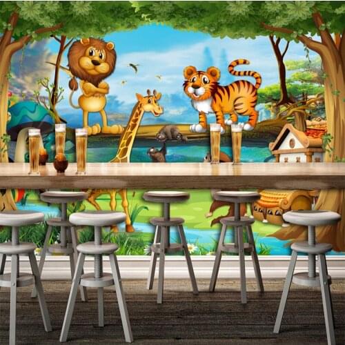 Dropship Custom Mural Childrens Room Bedroom Beautiful Cartoon Forest Background Picture Jungle Wallpaper Kids Room Wallpaper