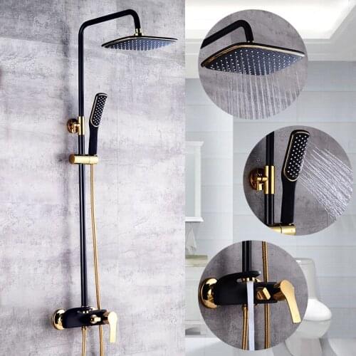 Adjustable Bath Flower Sprinkler, Baking Paint, Gold-plated Porcelain White Shower Flower Sprinkler Suit bathroom shower set