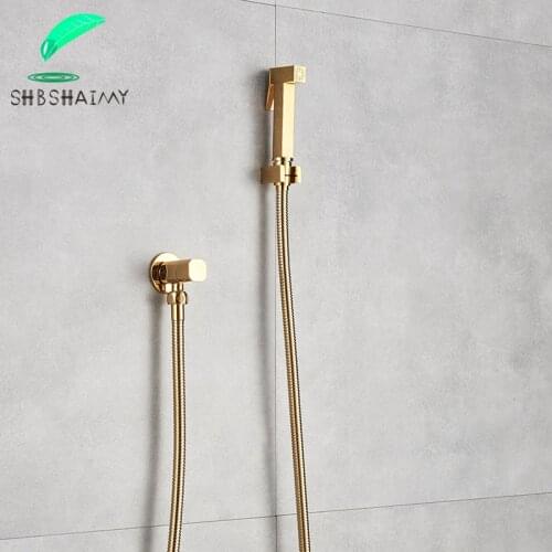 SHBSHAIMY Golden Brass Bathroom Bidet Faucets High Pressure Sprayer Shower Tap Bidet Toilet Washer Water Toilet Spray Gun