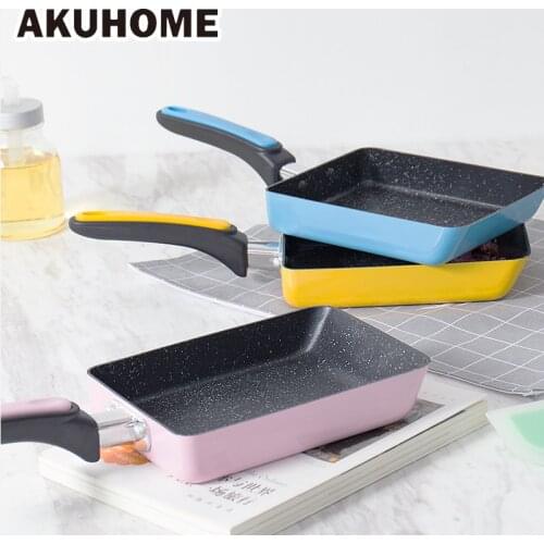 Stainless Steel Nonstick Frying Pan Handel Pancake Omelette Egg Pots and Pans Rectangle Cookware Set Deep Gas Induction