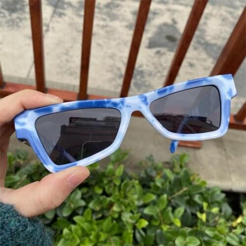 New Blue Shades Small Cat Eye Sunglasses Women Luxury Brand Sky Clouds Designer Sun Glasses For Men 2021 Stylish Streetwear UV