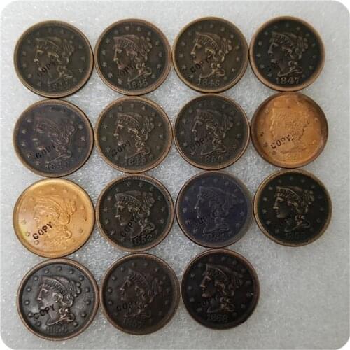 USA 1844-1868 Braided Hair Large Cent Coin COPY commemorative coins-replica coins medal coins collectibles
