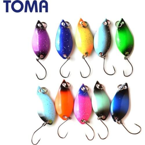 TOMA 5pcs/lot Fishing Metal Lure Spoon Bait For Trout Bass Spoons Sequins Baits Single Hook Artificial Fishing Tackle