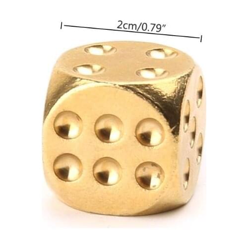 2021 Top 1pc Solid Polished Brass Dice 20mm Metal Cube Copper Poker Bar Board Game Gift