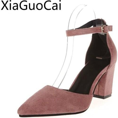 Fashion Suede Women Pumps Summer Pointed Toe High Heels Shoes for Girl Buckle Leisure Pumps for Women Lu4 35
