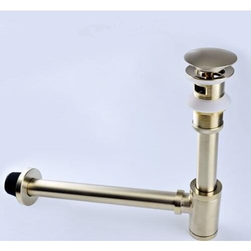 Solid Brass Drain Bathroom Lavatory Sink Push-down Pop Up T-trap brush gold with or without overflow bathroom accessories