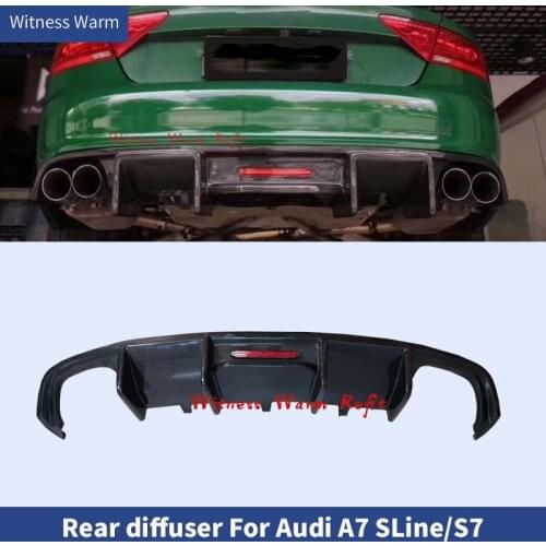 Carbon Fiber / FRP Car Rear Bumper Lip Auto Diffuser Spoiler With light for Audi A7 Sline S7 2013 2014 2015