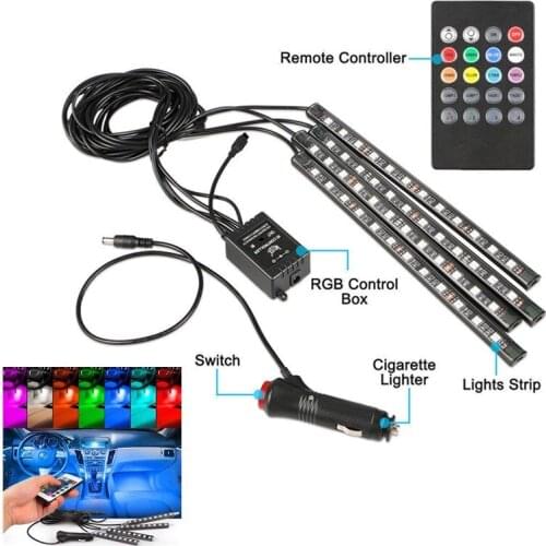 Universal 12V LED Car Charge Colorful Interior Floor Decorative Atmosphere Lamp Light Set Car accessories