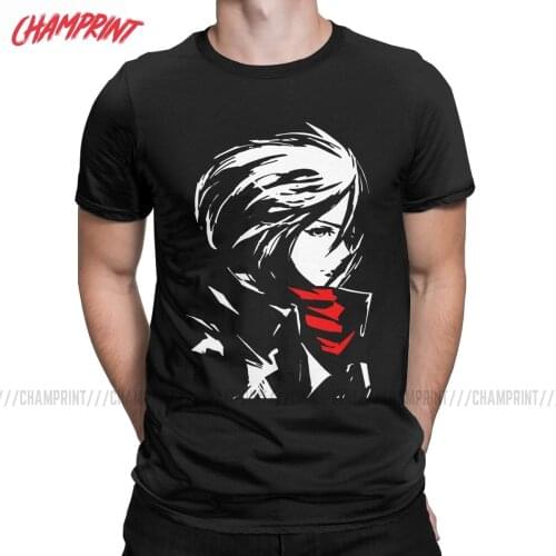 Vintage Mikasa Ackerman Attack On Titan T-Shirts Men 100% Cotton T Shirts Shingeki no Kyojin Short Sleeve Tee Shirt Unique Tops