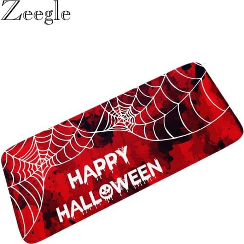 Zeegle Halloween Long Carpet Funny Kitchen Rug Living Room Carpet Anti-slip Bathroom Rug Hallway Carpet Flannel Soft Foot Mat