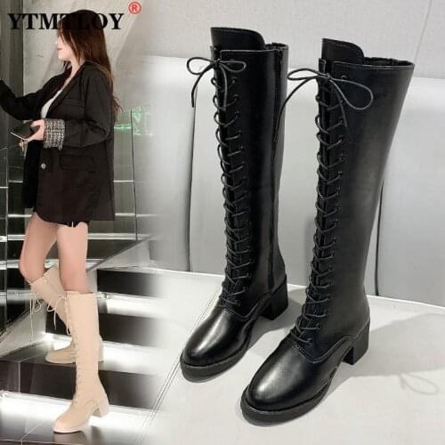 Womens Rubber Boots Shoes Woman Winter Shoes Chunky Heel Sexy Thigh High Heels High Sexy Lace Up Clogs Platform Boots-women