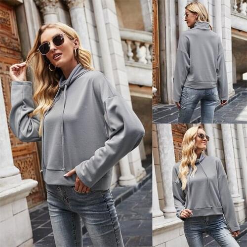 Women Hoodies Fashion Sweatshirtd Casual Loose Solid Pullovers Female Long Sleeve Spring Autumn Drawstring Top Streetwear