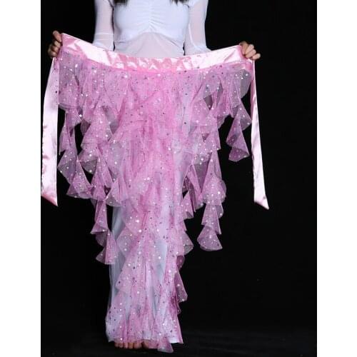 6 Color Paillette Tassel Belly Dance Hip Scarf Wrap Skirt for Women Bellydance Waist Chain Indian Dance Waistband 89