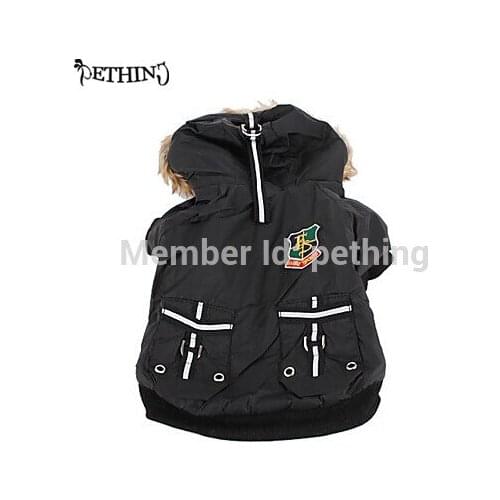 Dog winter jacket Quilted keep Warm dog pet clothing reflective stripe hooded dog winter coat XS-XL black puppy winter jacket