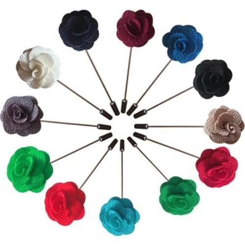 20Pcs/Bag Handmade Guest Boutonniere Pins Silk Rose Artificial Flowers Groomsman Best Men Women Brooch Corsage Wedding Flower