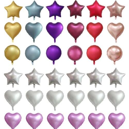 50pcs/18inch Love Star Round Rose Gold Metal Aluminum Film Balloon Wedding Decoration Birthday Party Balloon Baby Shower