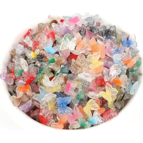 50Pcs 8x7mm Mixed Resin Flatback Butterfly Embellishment Cabochon Kawaii Decoration Scrapbooking Diy Craft Supplies Accessories