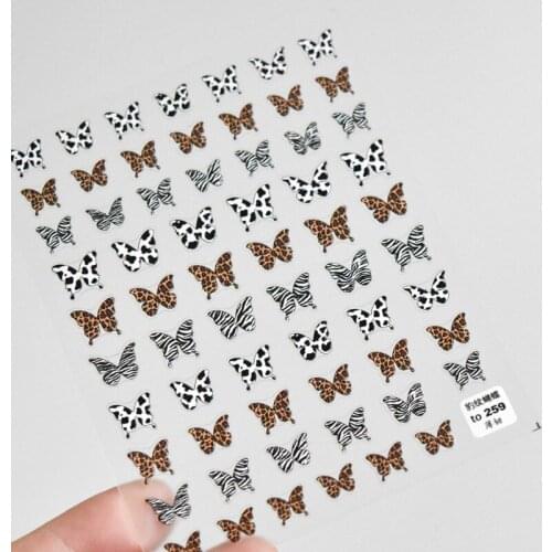 5D Engraved Ultra-thin Nail Art Stickers Leopard Butterfly Print Nails Stickers Decal For Nails Art Decorations Design Manicure