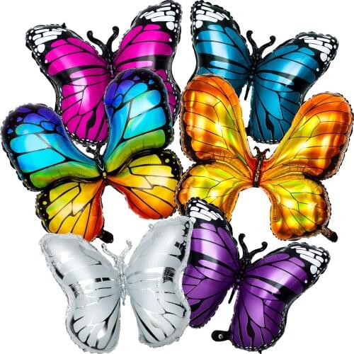 6Pcs Butterfly Foil Balloons Colorful Laser Butterflies Butterfly Fairy Helium Globos for Baby Shower Girls Birthday Party Decor