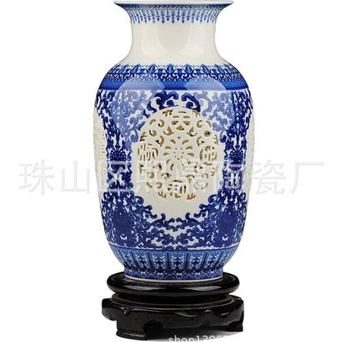 Jingdezhen porcelain handmade ceramic vase hollow wax gourd vase ornaments pottery ornaments wholesale