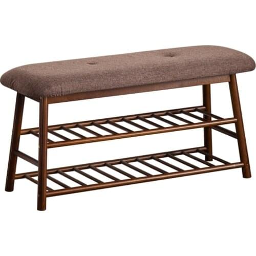 Wooden Shoes Storage Organizer Shelf 2 Tier Shoe Rack Stool with Soft Cushion for Home Doorway Entryway Hallway