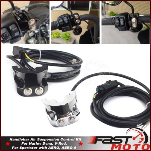For Harley Dyna Street Bob V-Rod 0616-0039 Handlebar Mount Air Suspension Control Kit Air Ride Switch Controller 2 Button 3 Wire