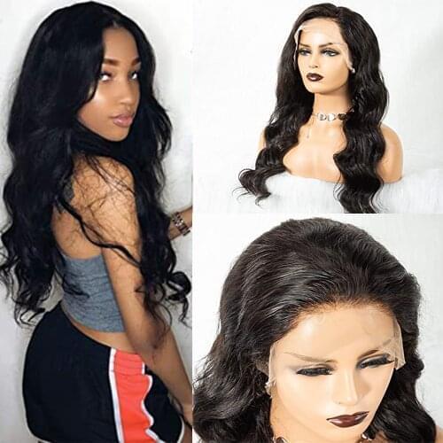 FGY Synthetic Lace Front Wig Wavy Black Curly High Gloss Ladies Wig 16 Inch No Bangs Center Wig High Density and Heat Resistance