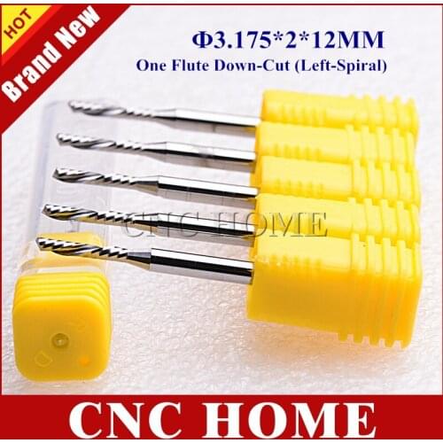 10pcs 1/8*2mm*12mm One Flute DOWN Cutters, CNC Bits, Left Helical Carbide Milling Tools Bits for Cutting Grooving Wood, PVC, Alu