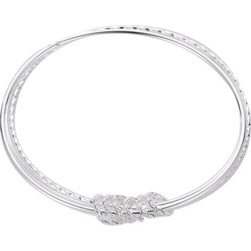 Electroplated Bright Silver Plated Shiny Geometrical Circles Boho Style Bangles For Women