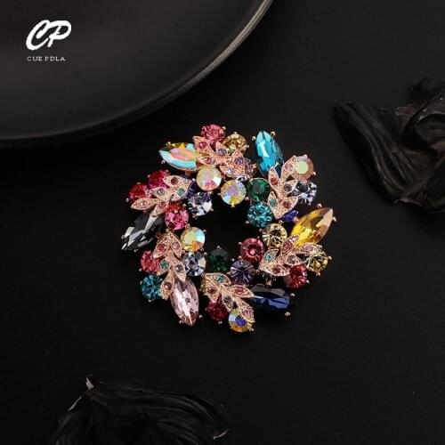 Crystal Flower Brooch For Women Fashion Pin Bouquet Rhinestone Brooches And Pins Scarf Clip Jewelry