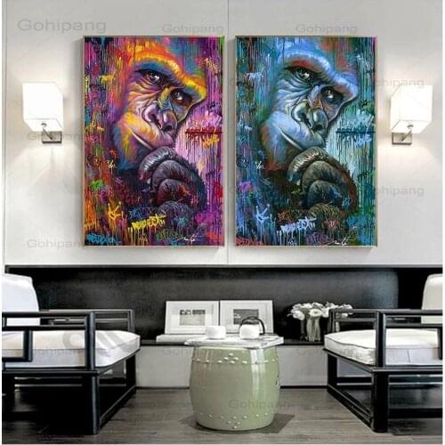 Canvas Painting Abstract Graffiti Gorilla Monkey Pictures Animal Posters Prints Wall Art For Living Room Modern Art Decoration