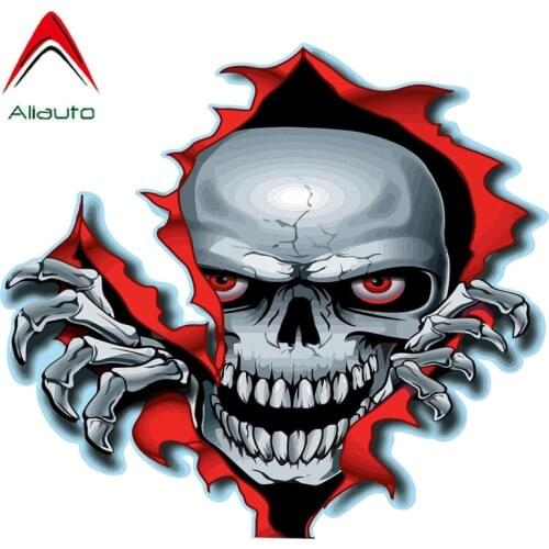 Aliauto Classic Personality Car Sticker Red Eyed Skull Auto Motorcycle Parts Waterproof Sunscreen Reflective Decal,15cm*13cm