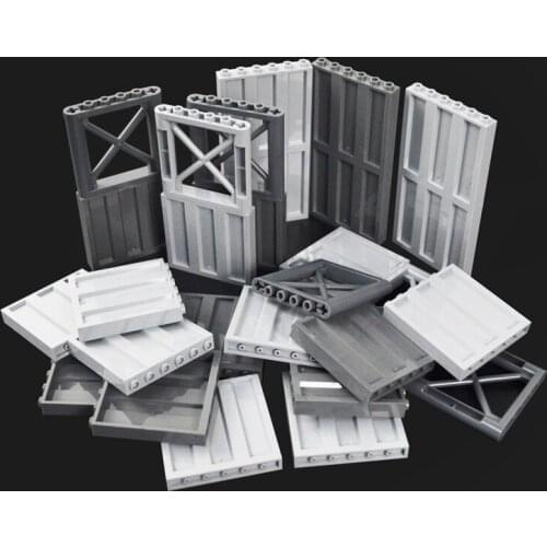 City Military Building Blocks Wall 1x6x5 MOC Compatible All Brands Parts Street View Fence Creator Toy City Accessories