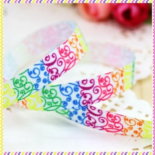 DHK 3/8'' 5yards swirls printed grosgrain ribbon headwear hair bow diy party decoration OEM Wholesale 9mm E1305