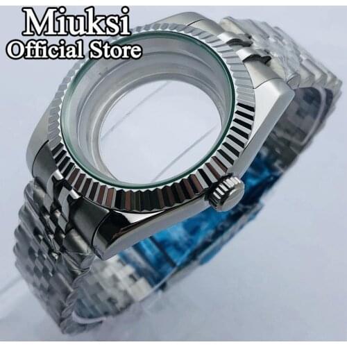 Miuksi 36mm/40mm sapphire glass jubilee bracelet case fit NH35 NH36 ETA 2836 Mingzhu DG2813 3804 Miyota 8205 8215 821A movement