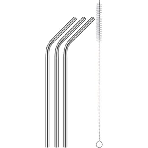 Reusable 304 Stainless Steel Curved Drinking Straw Cleaning Brush Party Supplies Festival Tableware