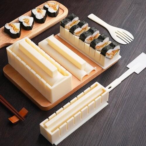 10Pcs/Set Sushi Maker Equipment Kit Japanese Rice Ball Cake Roll Mold Multifunctional Mould Household DIY Making Sushi Tools