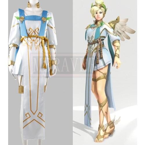 OW Mercy Victory Cosplay Costume Angela Ziegler Summer Games Skin Cosplay Costume Full Set Adult Halloween Girl Costume