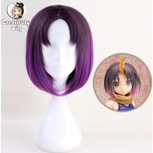 35cm Anime Miss Kobayashis Dragon Maid Elma Short Purple Ombre Wig Cosplay Costume Synthetic Hair Wigs For Women