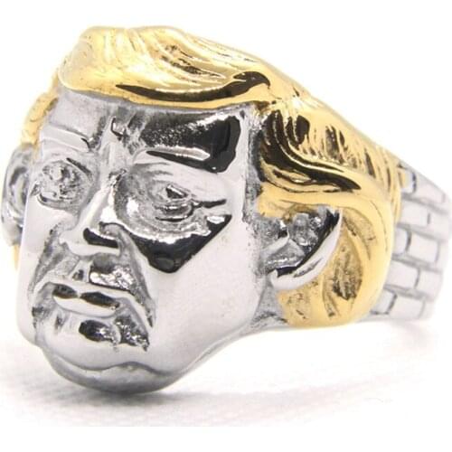 Support Dropship Newest Size 8-18 Wall President Trump Ring 316L Stainless Steel Fashion Jewelry Men Boys Ring