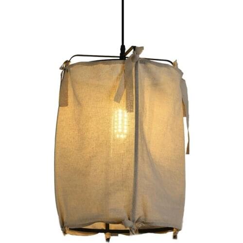 French Cloth Classical Pendant Lights Tea Room Japanese Restaurant Dining Room Pendant Lamps Decoration Antique Linen Fixtures