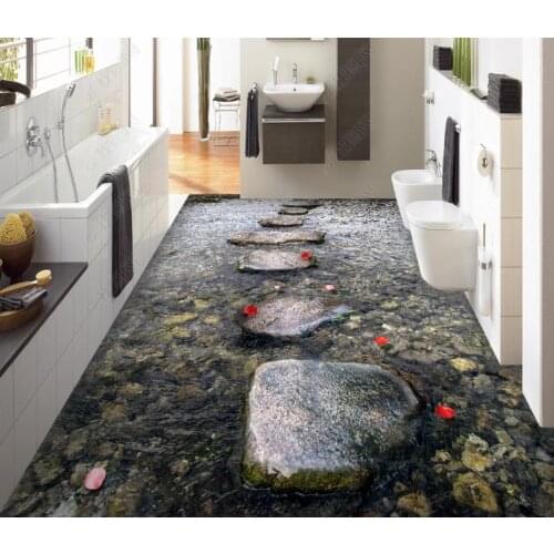 Custom 3D Flooring Wallpaper Stone path creek Photo Murals Living Room bedroom Bathroom PVC Waterproof Wall Paper