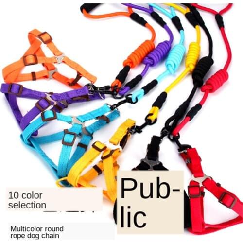 Dog Leash Traction Rope Pet Dog Harness For Small And Large Dogs 10 Color Size XS/S/M/L